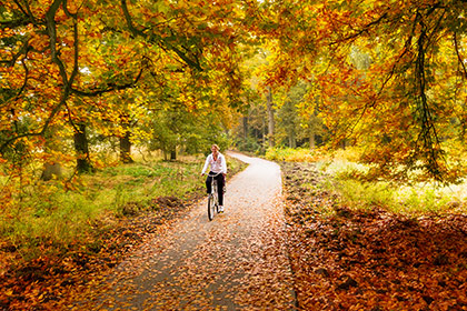 stel met de fiets in de hand