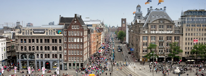 672 x 250 Dam Amsterdam Luchtfoto