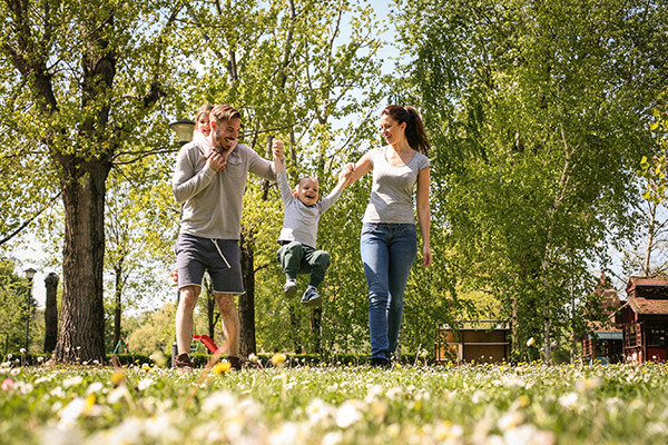 Family with kids out walking
