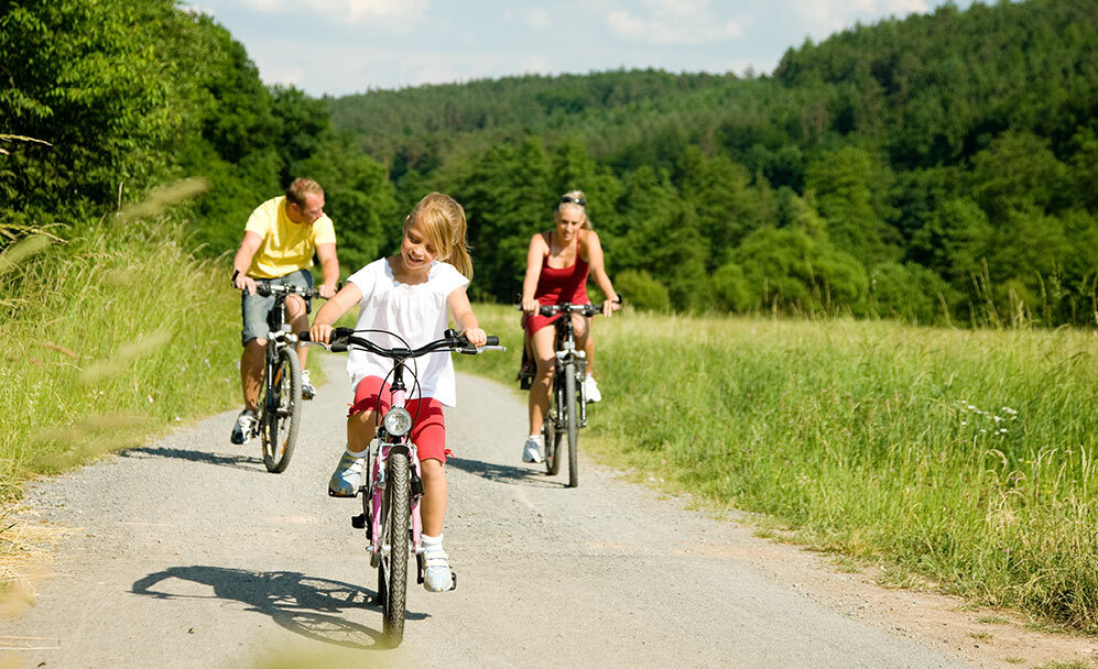 Family on bikes