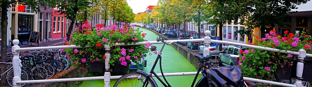 een fiets bij de grachten in Delft